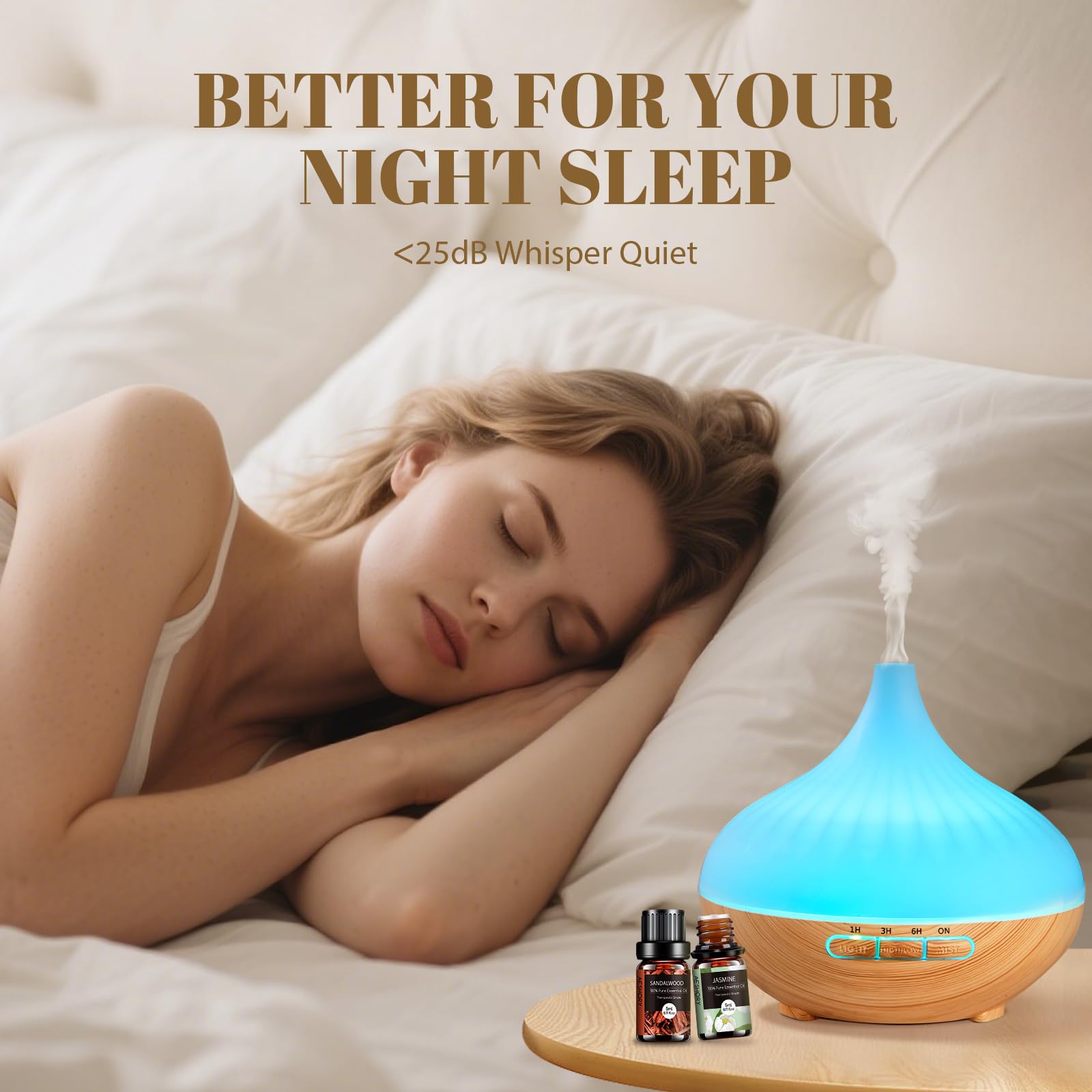 AESHORY 500ml Aroma Diffuser Mit 12 x 5ml Ätherische Öle, Ultraschall Aromatherapie Diffuser Luftbefeuchter, 7 Farbigem LED Licht, 4 Timer, Fernbedienung