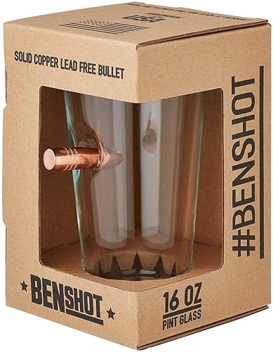 Vista 2 de BenShot Pint Glass with Real 0.50BMG Bullet - 16oz Made in the USA