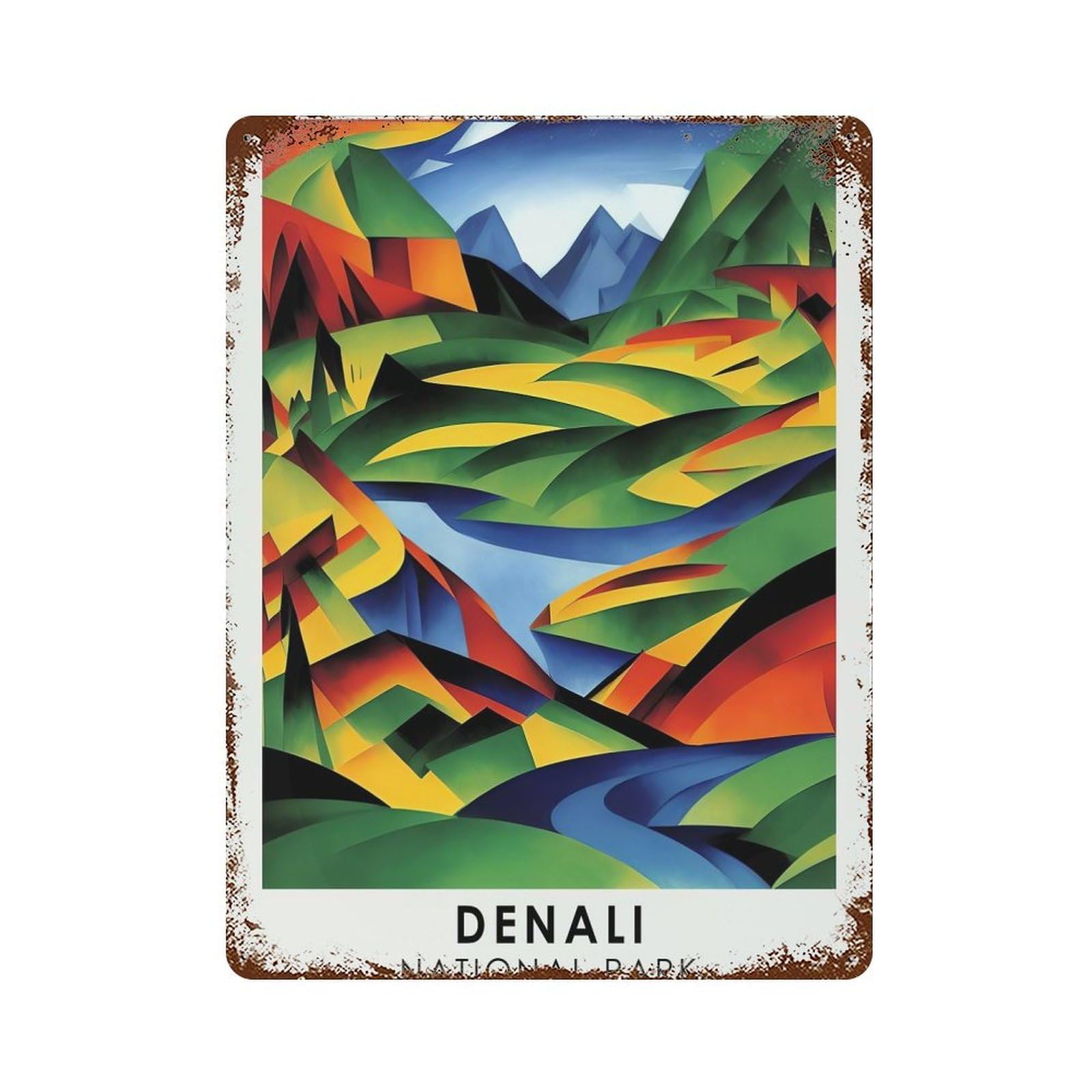 Denali National Park Aged Metal Wall Plaque 15.7"x11.8", Classic Wall Plaque for Garage, Pub Or Kitchen