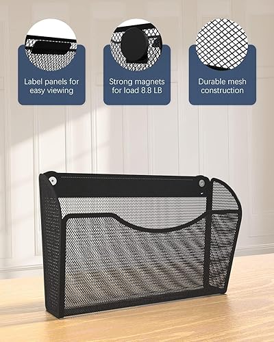 Miniatura 5 de Baoce Soporte magnético para archivos de 1 nivel, organizador de archivos de instalación sin perforación, soporte magnético de gran capacidad para