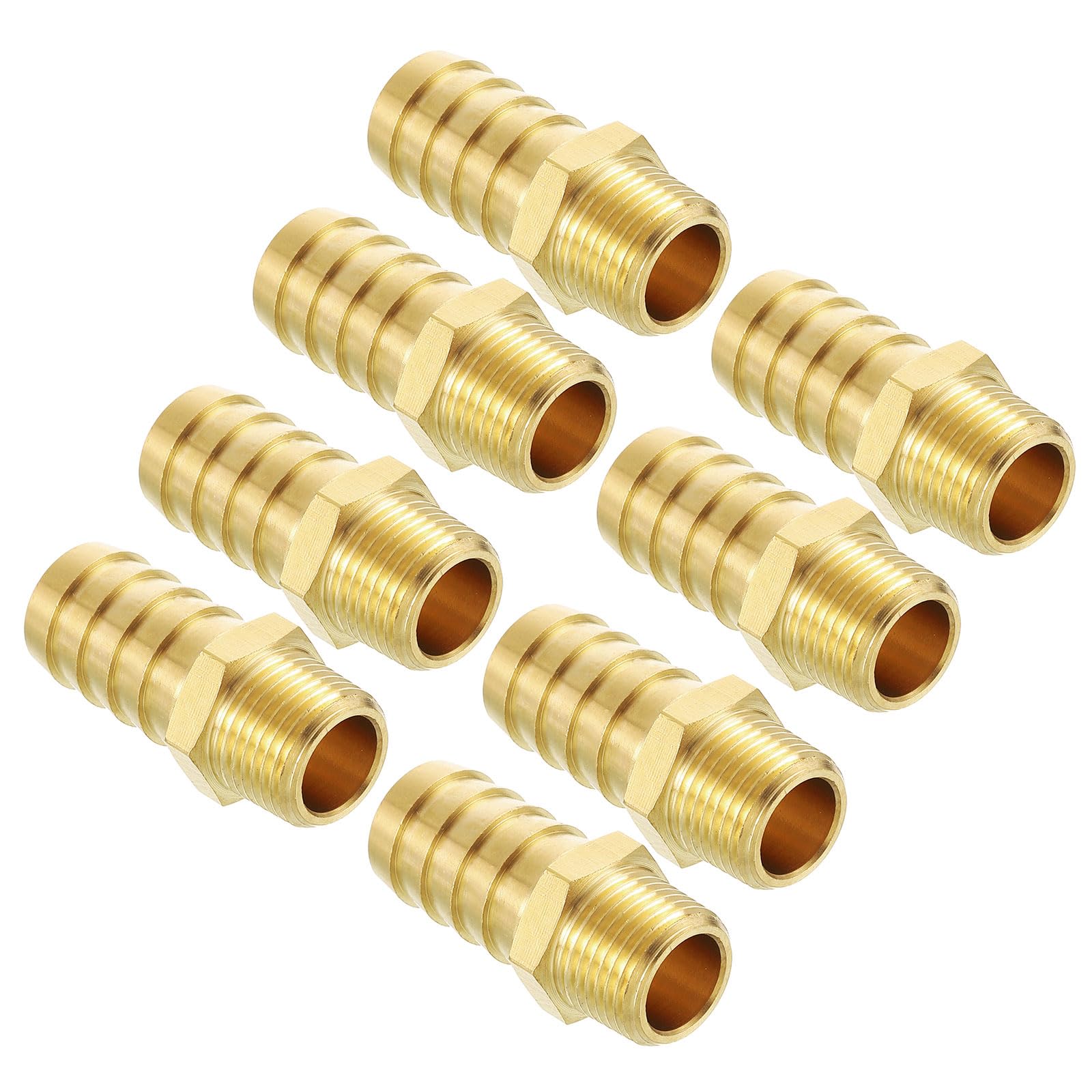 Kozelo Pack of 8 Brass Hose Barb Fittings Adapter Connector 5/8"(16mm) Hose Barb to 3/8"(10mm) NPT Male Fittings for Home Machines, Massage Bathtubs, and Irrigation Systems — image 1