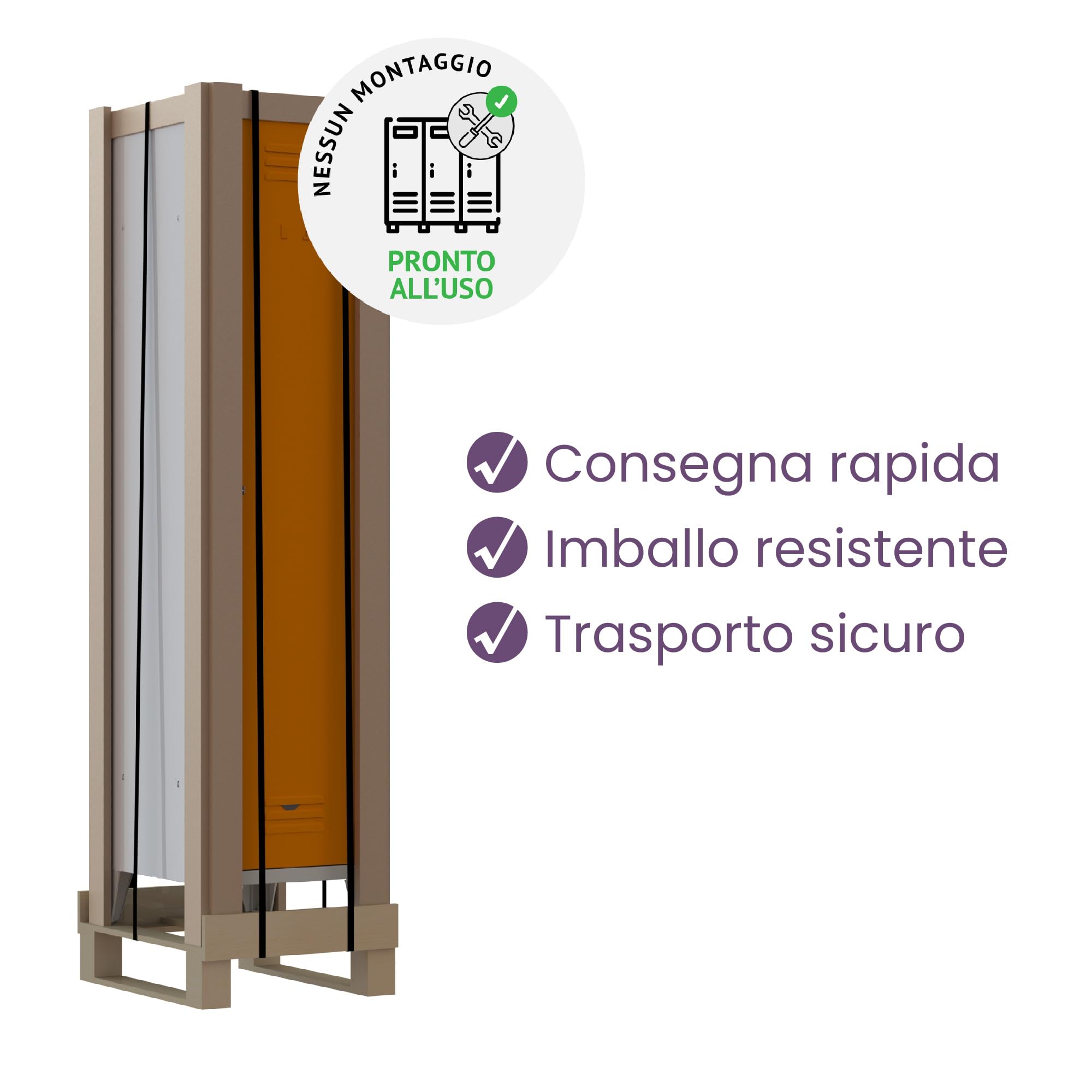 XLOCKERS Armadio Casellario in Metallo per Ufficio, Scuola, Palestra - 8 Posti Salvaspazio con Serratura e Chiave, Made in Italy, Grigio RAL 7035, 61,5x50x180 cm