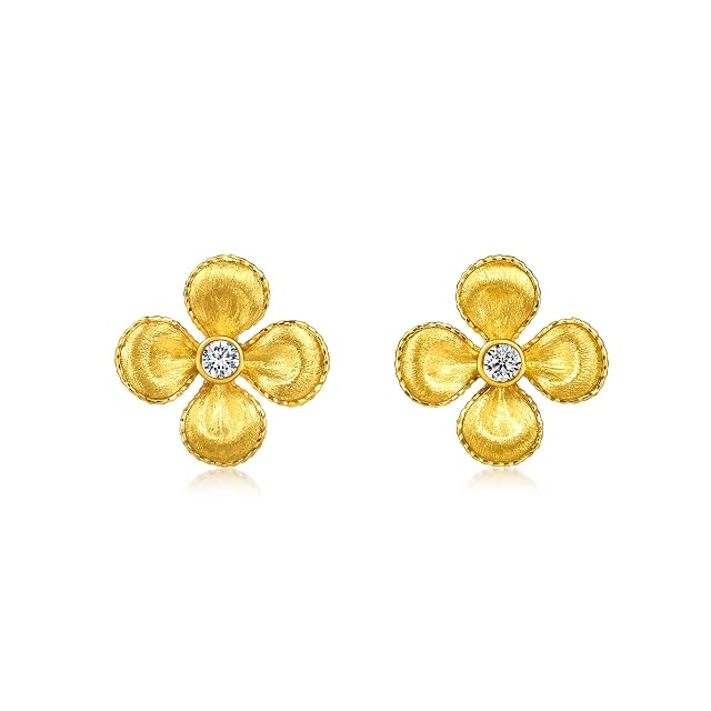 Chow Sang Sang CHOW SANG SANG 999 Gold Essence Four-leaf clover Diamond Earrings for Women 96505E