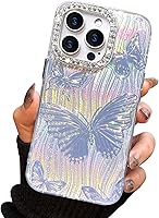 Vista 16 de I-MGAE-IN-AR - Funda compacta para iPhone 16 Pro Max con diseño de mariposa plateada brillante, a la moda, suave, delgada, de poliuretano
