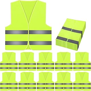 FRIUSATE 10 Pack Hi Vis Vests,High Vis Vests,High Visibility Safety Vests,Hi Vis Jackets,High Vis Jackets for Work, Cycling, Runner