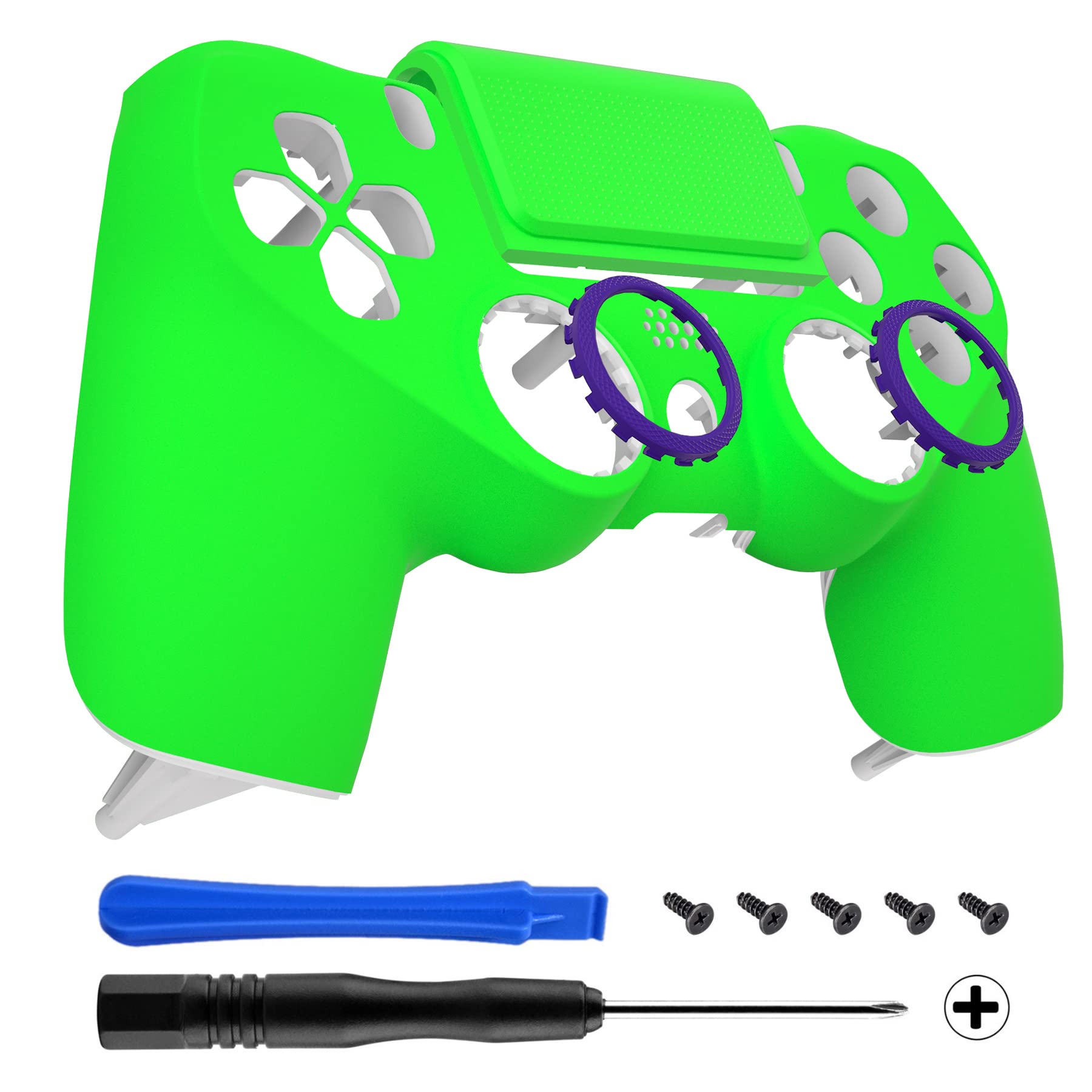 eXtremeRate Cover Custodia Touchpad Compatibile con ps4 PRO Slim Controller,Ghost Copertura Frontale Case Scocca Touchpad Compatibile con ps4 Joystick JDM-040/050/055-Verde Fluorescente