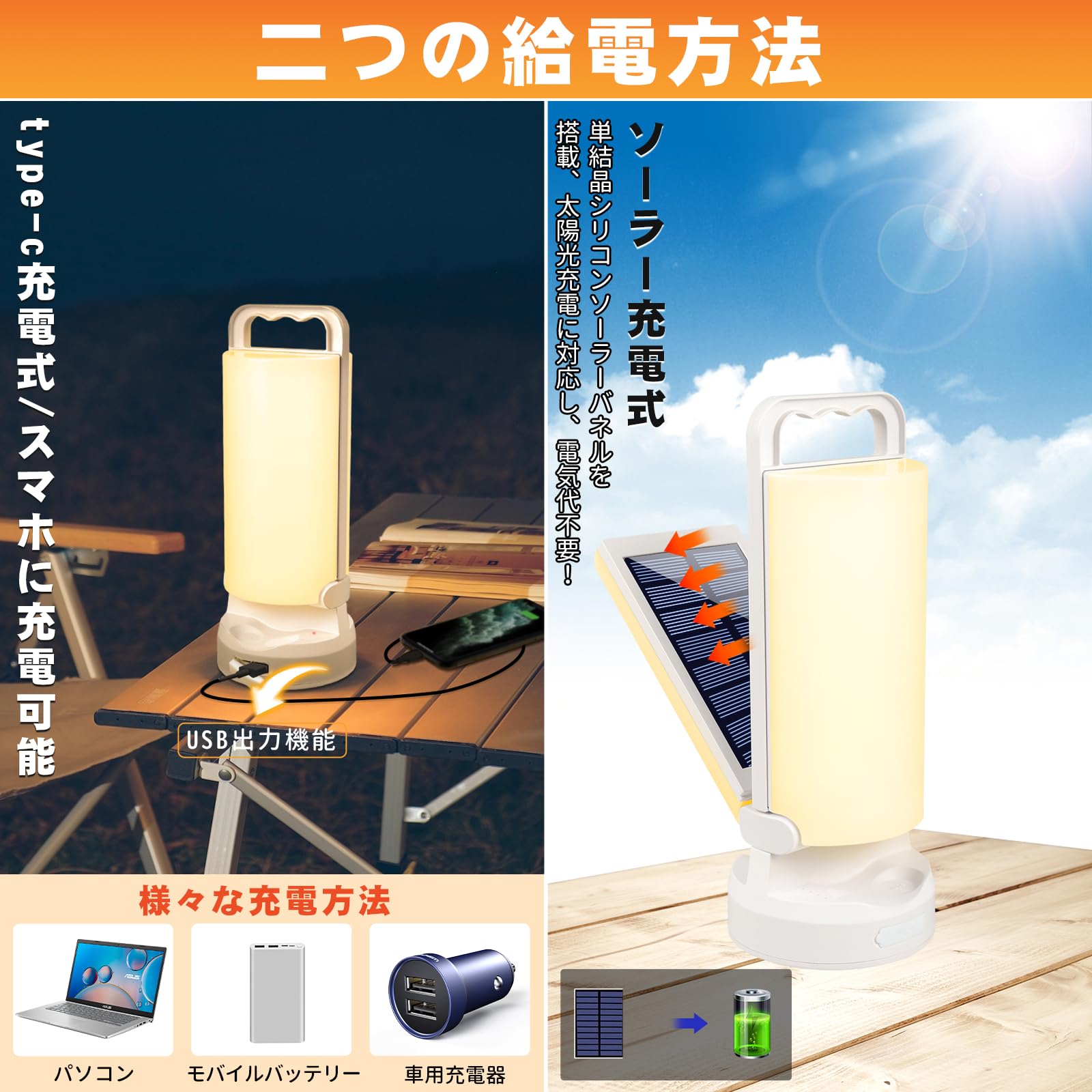 Amazon.co.jp: Munyday ソーラーランタン 太陽光充電＆USB充電【0電気  