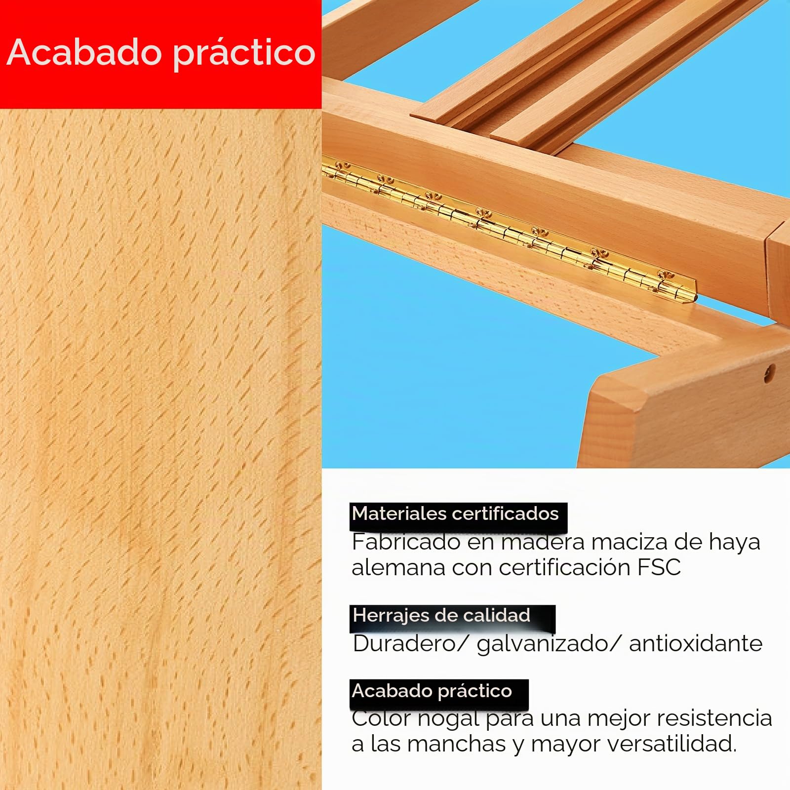 MEEDEN Clásico Estudio Caballete: H-Frame Caballete, Madera de Haya Maciza, Ideal para Aceite, Acrílico, Caseína, Bosquejos, Pintura Pastel, para Lienzos de Hasta 196cm, Natural