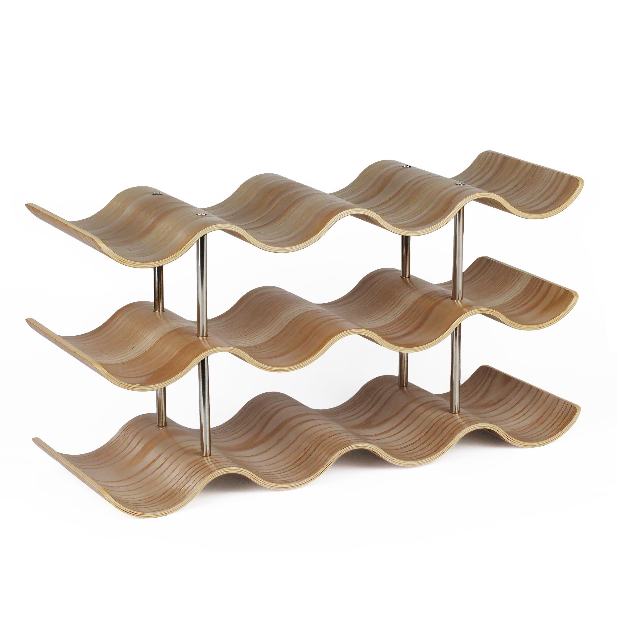 Bellglee 12 Bottles Wine Racks Countertop for Shelf, 3-Tier Wooden Wine Bottle Holder Stand, freestanding Wine Storage for Inside Cabinet Organizer