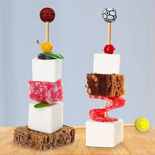 Miniatura 5 de 48 piezas de 4.7 pulgadas con extremo de bola deportiva 3D para cupcakeToppers de cóctel de la Copa del Mundo para fiestas temáticas de béisbol,