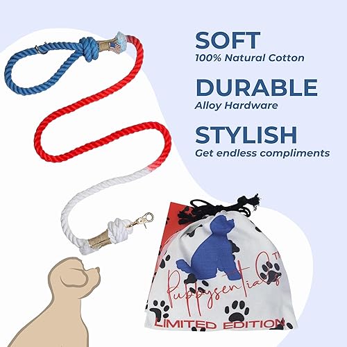 Miniatura 29 de Premium Cotton Rope Leash for Medium & Large Dogs – 5 ft Handcrafted, Strong, Stylish & Durable with 360° Swivel Heavy-Duty Clip – Perfect for