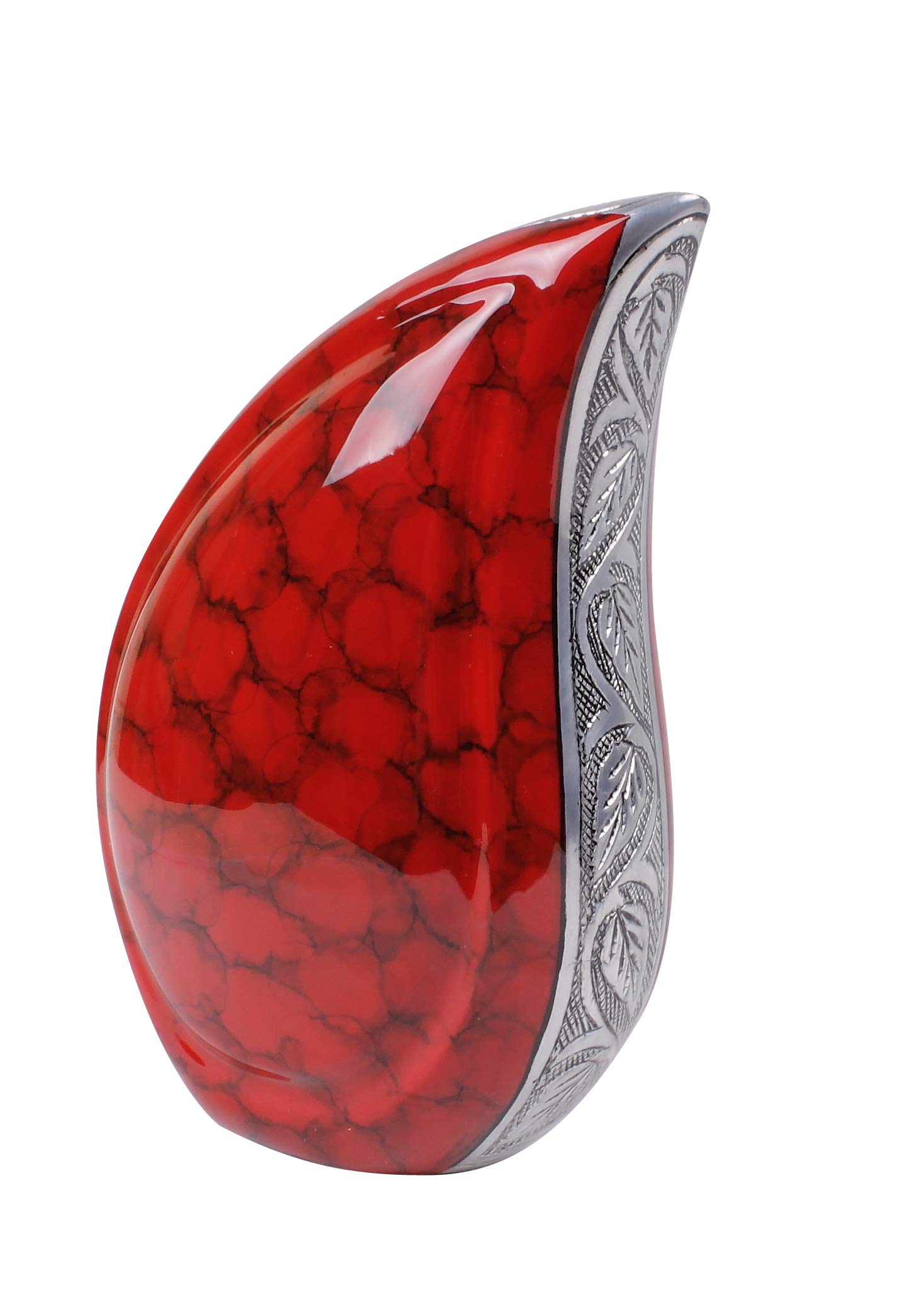 Small Teardrop Cremation Urn for Ashes,Funeral Memorial 8" Child Teardrop Medium Urn (Red Clouded)