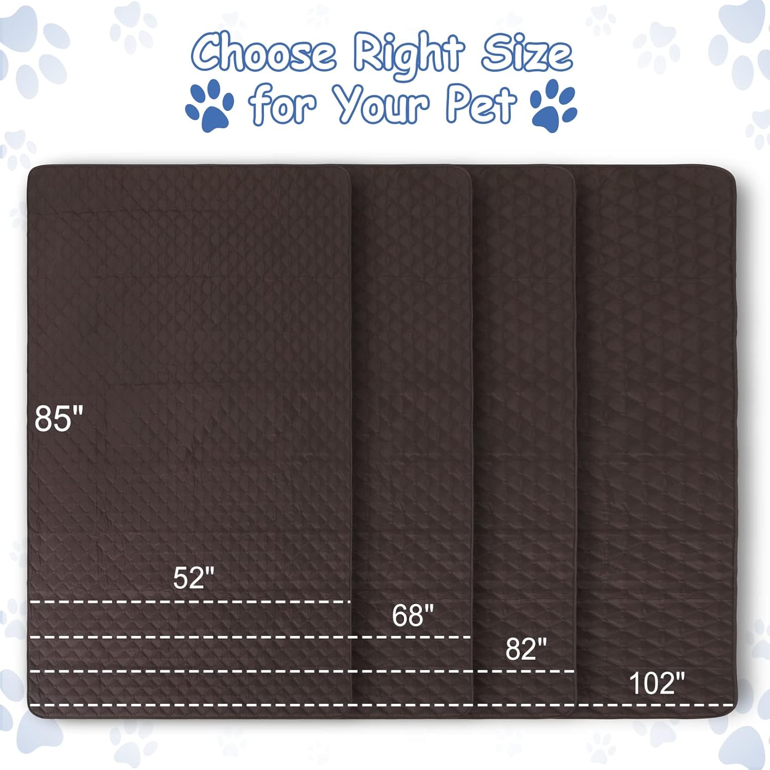 ThermaSnug Waterproof Dog Bed Cover for Small Medium Large Dogs, 4-Layer Washable Pet Blanket Cat Mat, Protector for Furniture Bed Couch Sofa, 102x82 inch, Mocha… : Pet Supplies