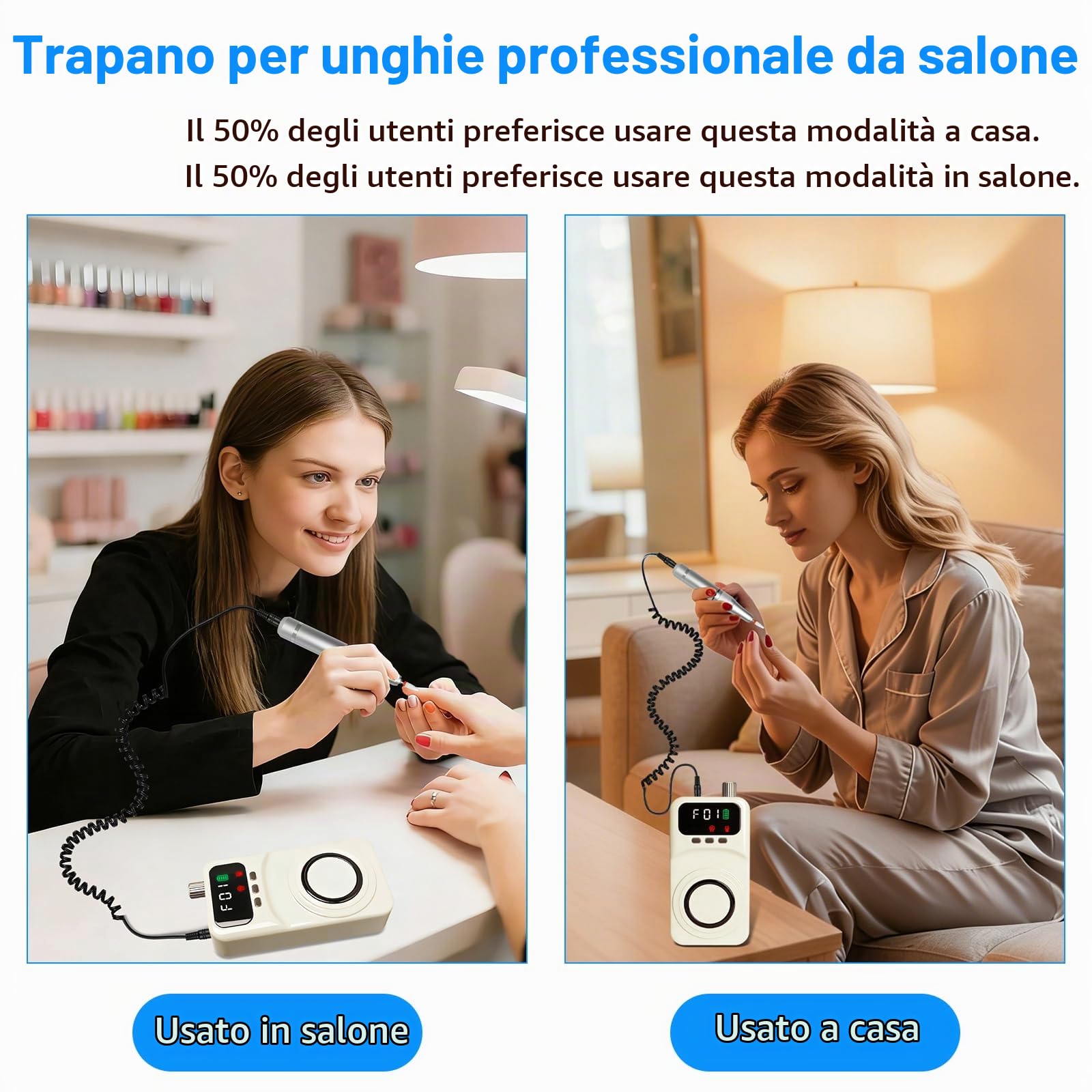 Fresa per Unghie Professionale, 12 in 1 Lima Elettrica per Unghie, Manicure e Pedicure Elettrico, 40000 RPM, Velocità Regolabile, Lima Per Unghie Elettrica per Casa e Salone