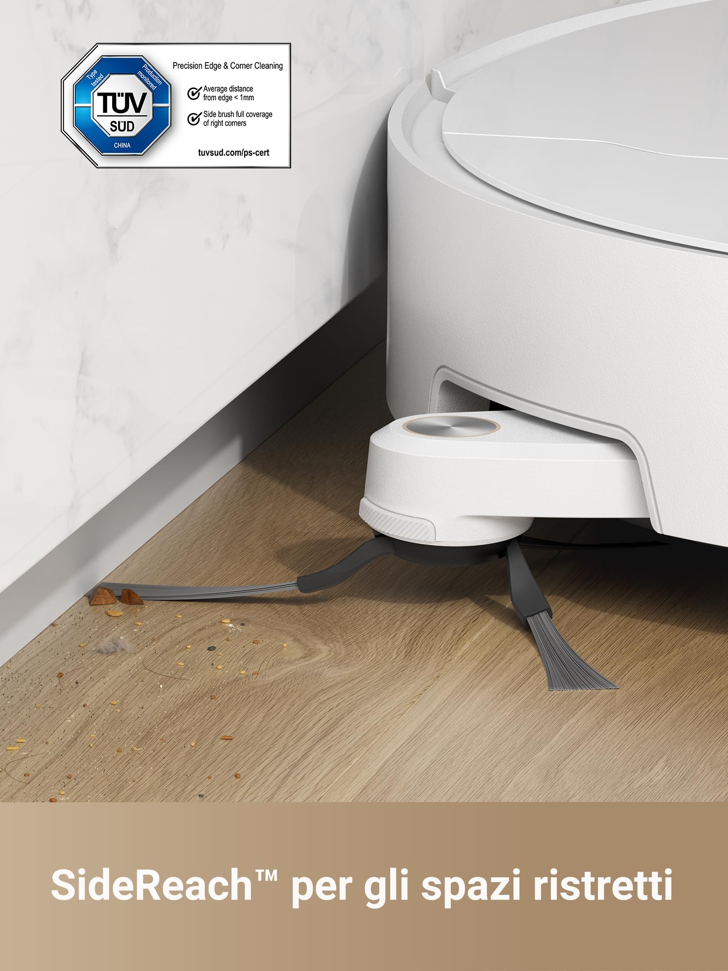 dreame L40 Ultra Robot Aspirapolvere Lavapavimenti, Spazzola Laterale Estensibile e Sollevabile, 11.000 Pa, Auto-Pulizia dei Moci con Acqua Calda a 65°C, Svuotamento Automatico, Controllo Vocale