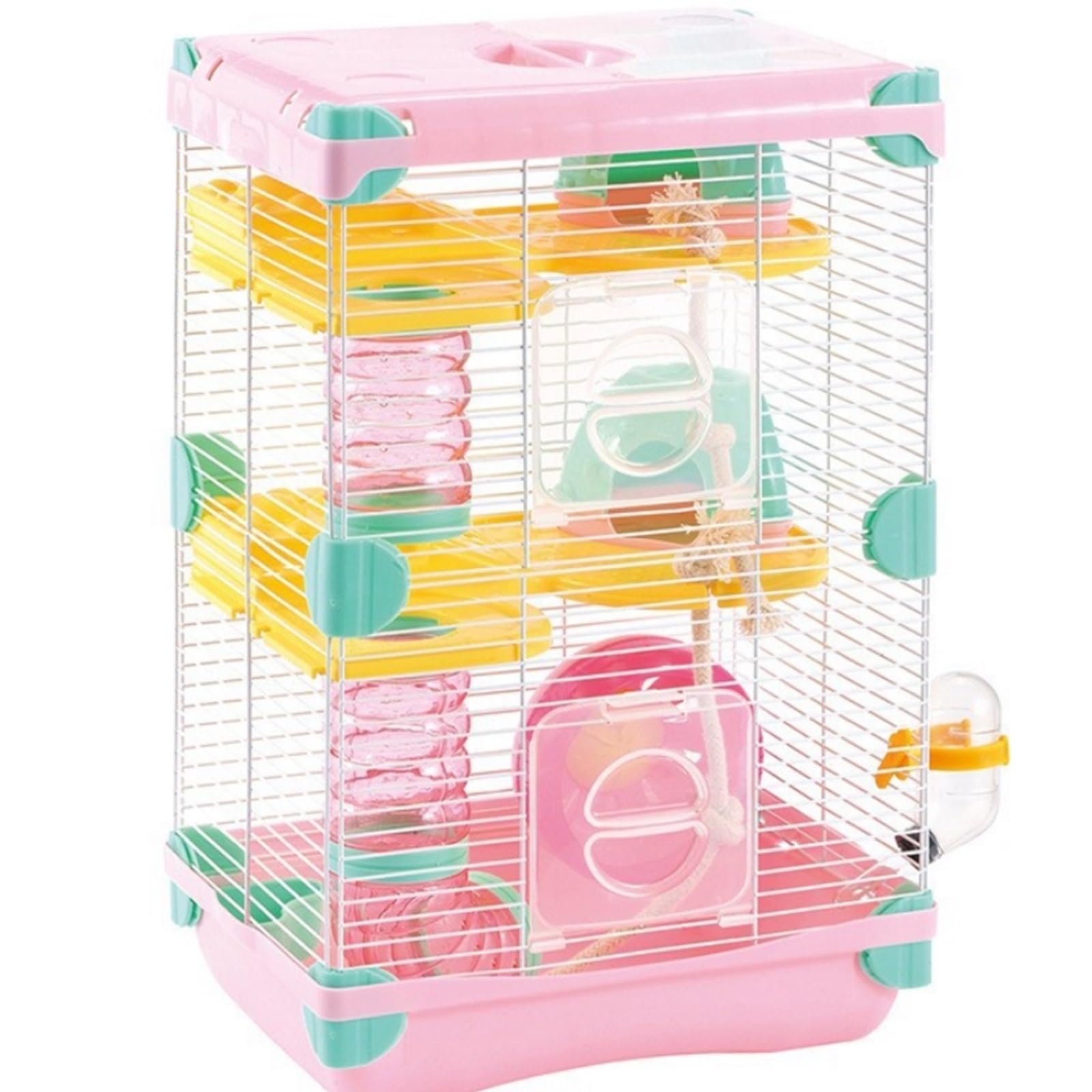 Cage à Hamsters Cage à Hamster ajourée Double Couche, Petite Villa Portable et Pratique(Yellow)