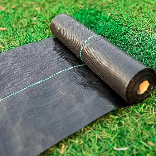 REBELLA Tela de barrera contra malas hierbas, tela de bloque de malezas de 3 x 60 pies, resistente, mantillo tejido de 3.5 onzas para paisajismo,