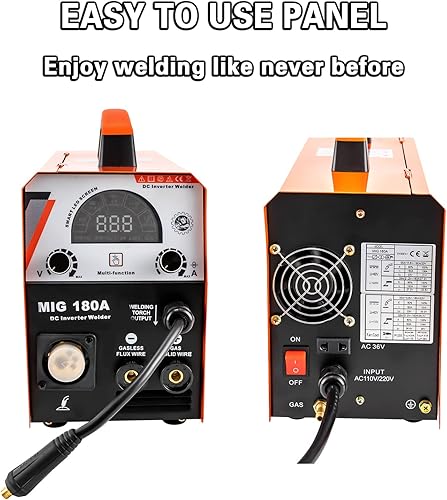 Miniatura 5 de Soldador MIG de 180 amperios, 3 en 1 Flux MIG/Lift TIG/Stick Soldador 110 / 220 V Dual Voltage Gas/Gasless MIG Equipo de máquina de soldadura con