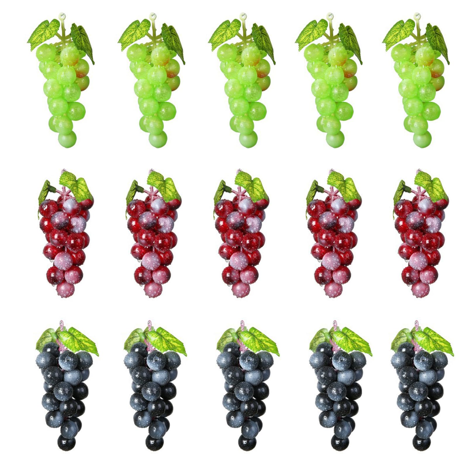 15 Piezas Racimos Uvas Artificiales, Uvas Artificiales Realistas, Uvas de Plástico Falsas Decoración, para Decoración de Vino, Apoyos Artificiales de La Fruta