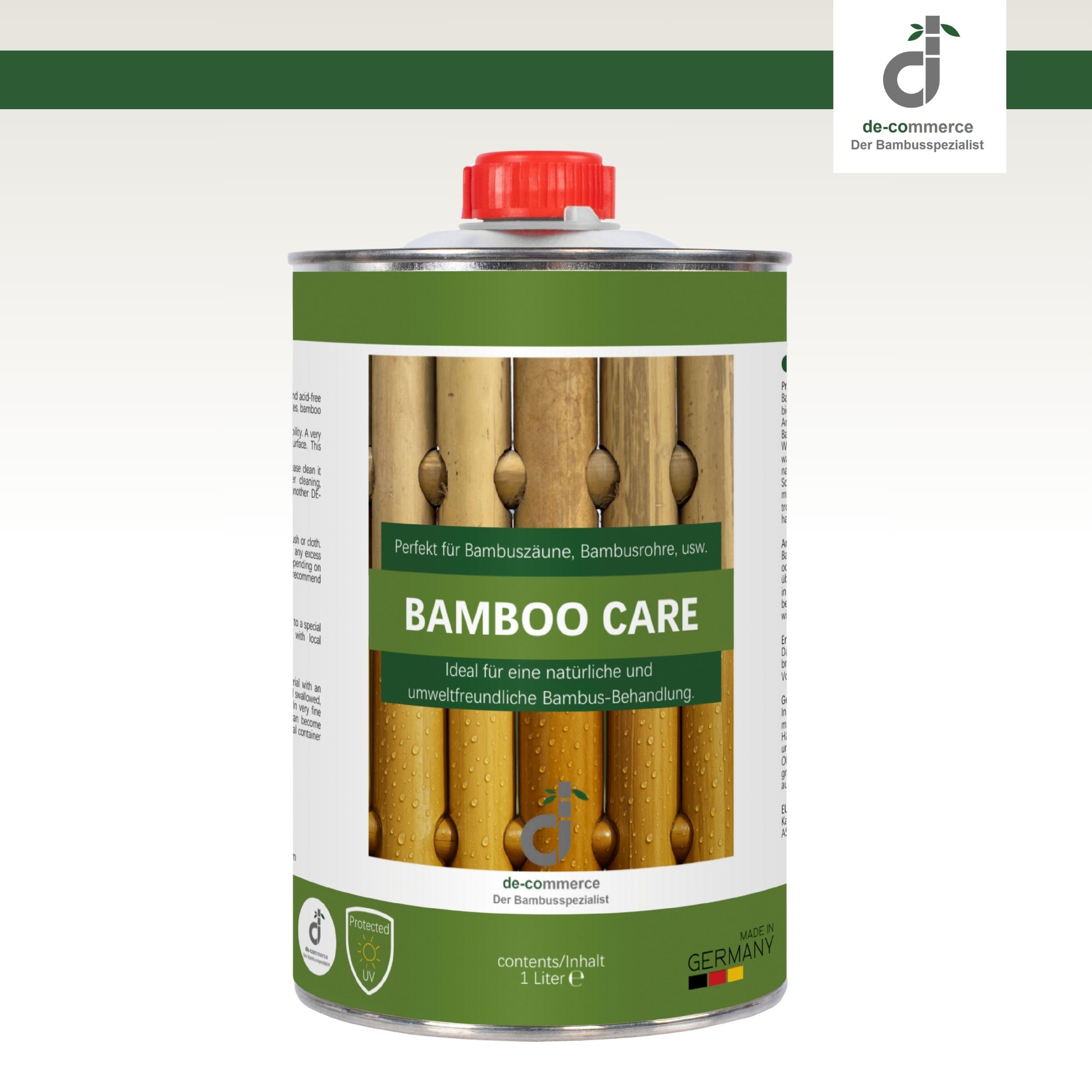 DE-COmmerce Huile pour Bambou 1 L Bamboo Care incolore – Huile d’Entretien pour Bambou et Bois, résistante aux intempéries, à Base d’Huile de Lin, extérieur