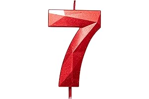 7th Birthday Bright Red Diamond Shape Cake Toppers