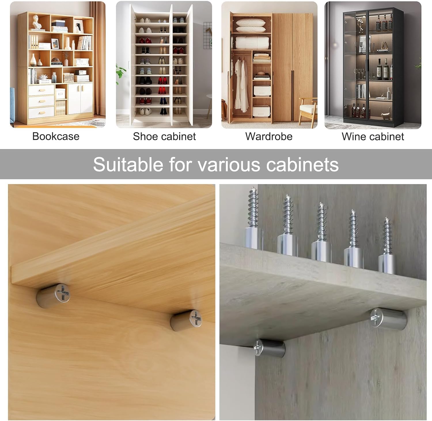 40 PCS Shelf Support Pegs, Shelf Pins, Shelf Support Pins 7mm Studs Self-Tapping Cupboard Shelf Pegs with Screwdriver - Image 2