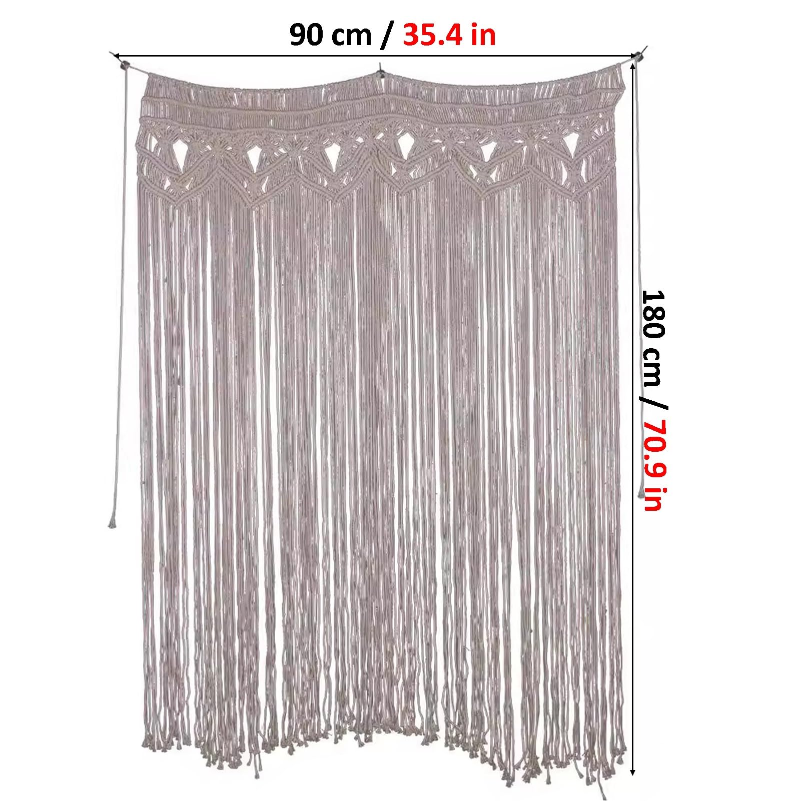 Rideaux en macramé Rideau Suspendu Mural en Macramé De Coton, Rideaux Muraux en Macramé pour Fenêtres, Toile De Fond De Mariage en Macramé(35.4x70.9in)