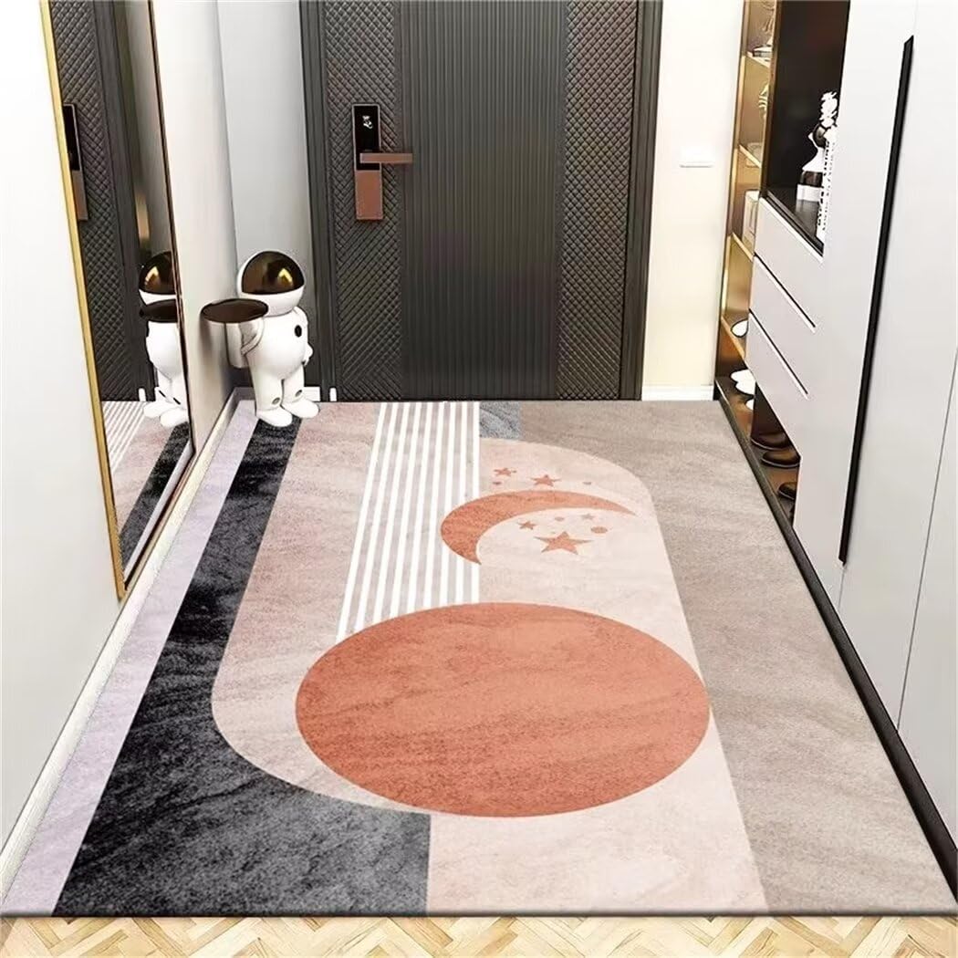 Alfombra lavable y antideslizante moderna de pelo corto gris para pasillos modernos