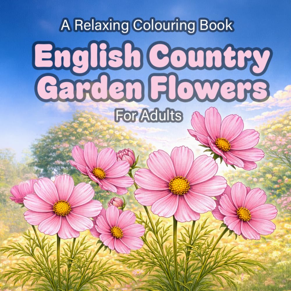 English Country Garden Flowers: A Relaxing Colouring Book for Adults (Cute and Relaxing Colouring Books For Children and Adults)