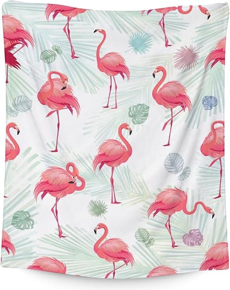 Flamingo Blanket Gifts - 30x40 Inches Cute Throw for Women & Girls - Pink Soft Fuzzy Blankets for Couch & Office