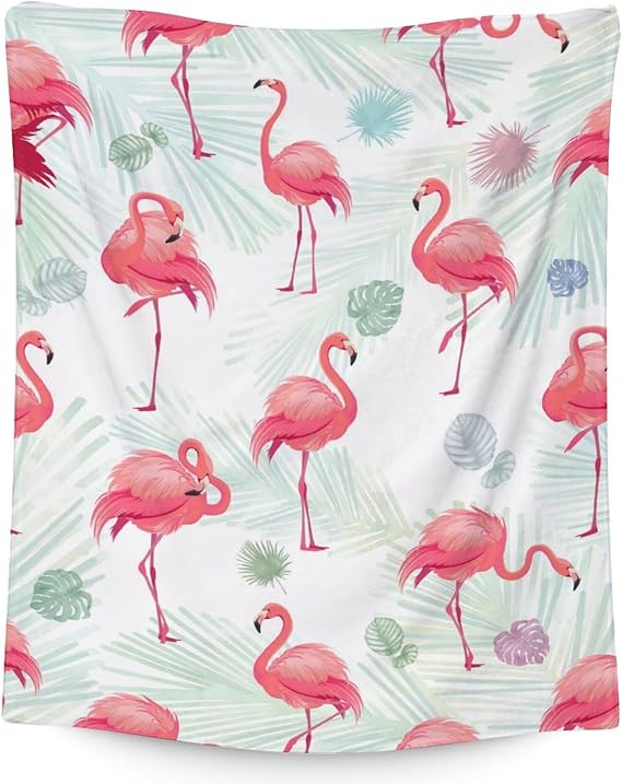 Flamingo Blanket Gifts - 30x40 Inches Cute Throw for Women & Girls - Pink Soft Fuzzy Blankets for Couch & Office