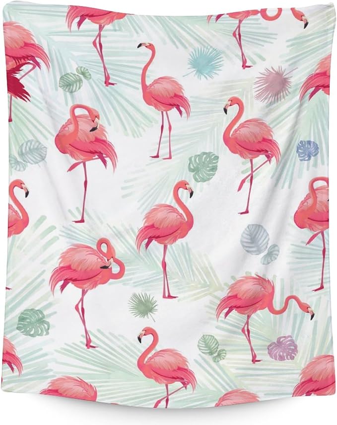 Flamingo Blanket Gifts - 30x40 Inches Cute Throw for Women & Girls - Pink Soft Fuzzy Blankets for Couch & Office