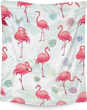 Flamingo Blanket Gifts - 30x40 Inches Cute Throw for Women & Girls - Pink Soft Fuzzy Blankets for Couch & Office