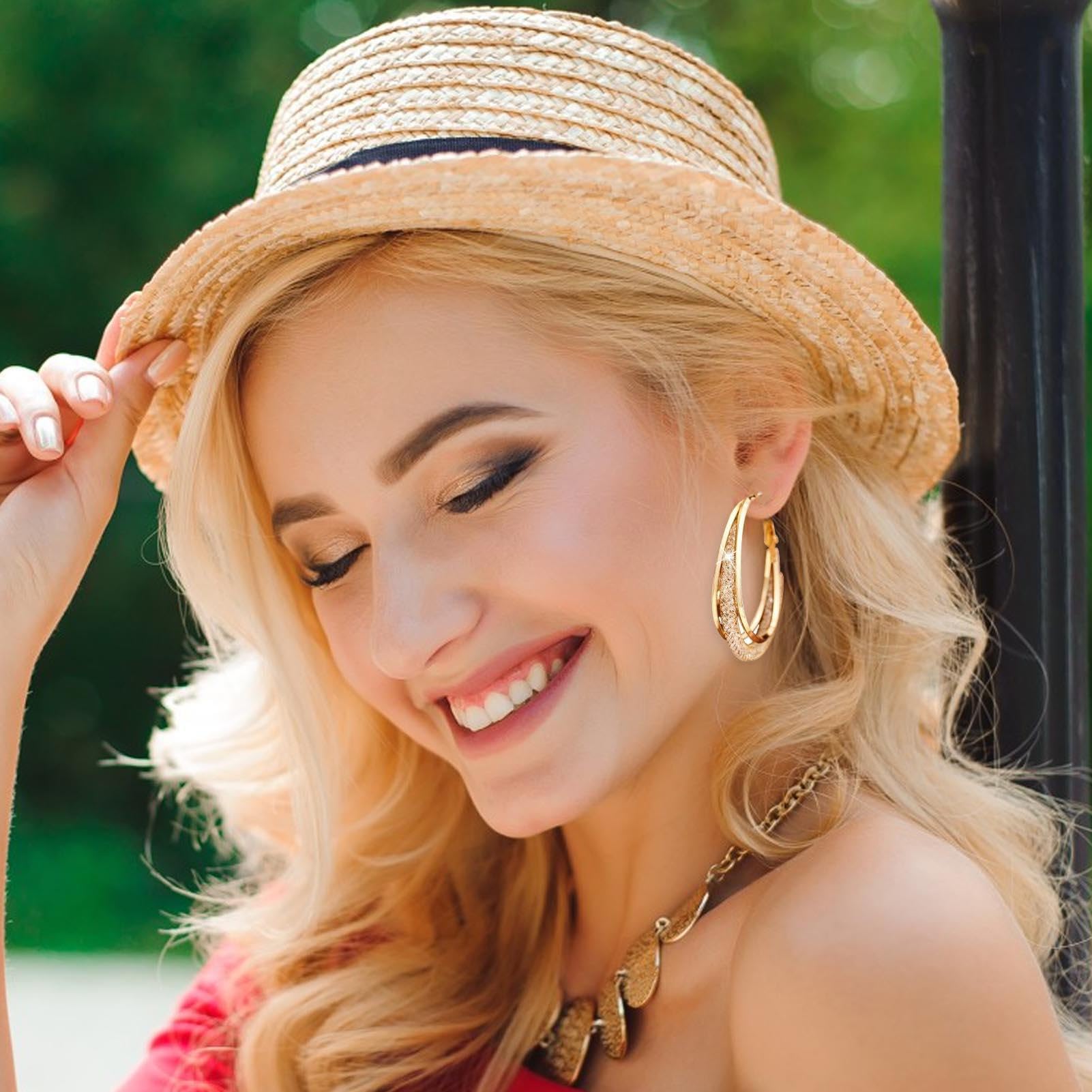 Orecchini ovali moda | Orecchini a cerchio grandi leggeri ed eleganti - Orecchini a cerchio a goccia, orecchini a cerchio per donna, orecchini robusti Zankie