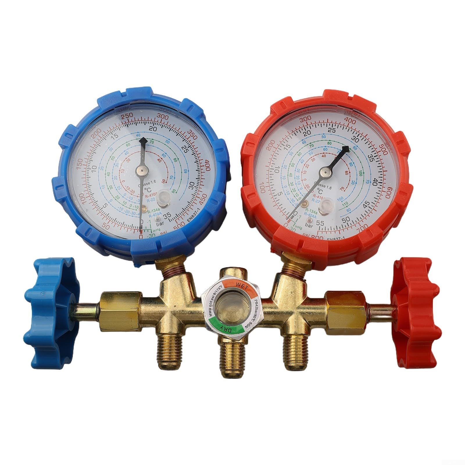 Manometer Set für R410A R404A R134a Klimaanlage Werkzeug mit 3 Schläuchen aus Messing für Wartung(C)