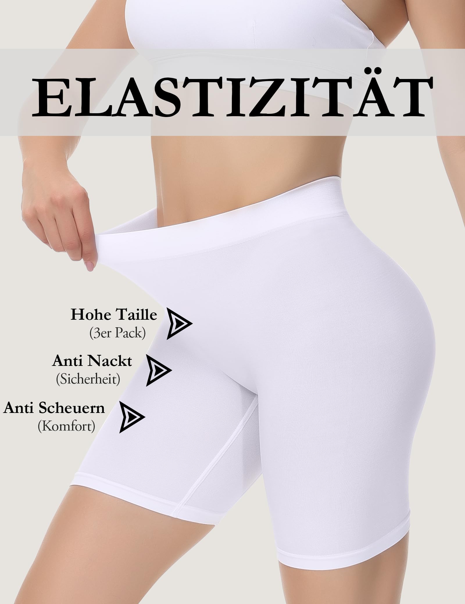 Yeblues Radlerhose Damen Kurz Hose,3er Pack Anti Scheuern Radlerhosen Shorts Damen Kurze Hosen für Kleid Kleider Rock,Nahtlos Hohe Taille Unterhose für Sommer Gym,Yoga,Radsport Sport