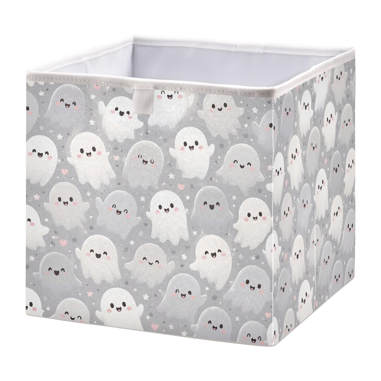 Ewusp Halloween Boo Cube Storage Boxes 28x28 cm Foldable Closet Organiser Bin Holiday Basket Baby Basket for Nursery Bedroom Office