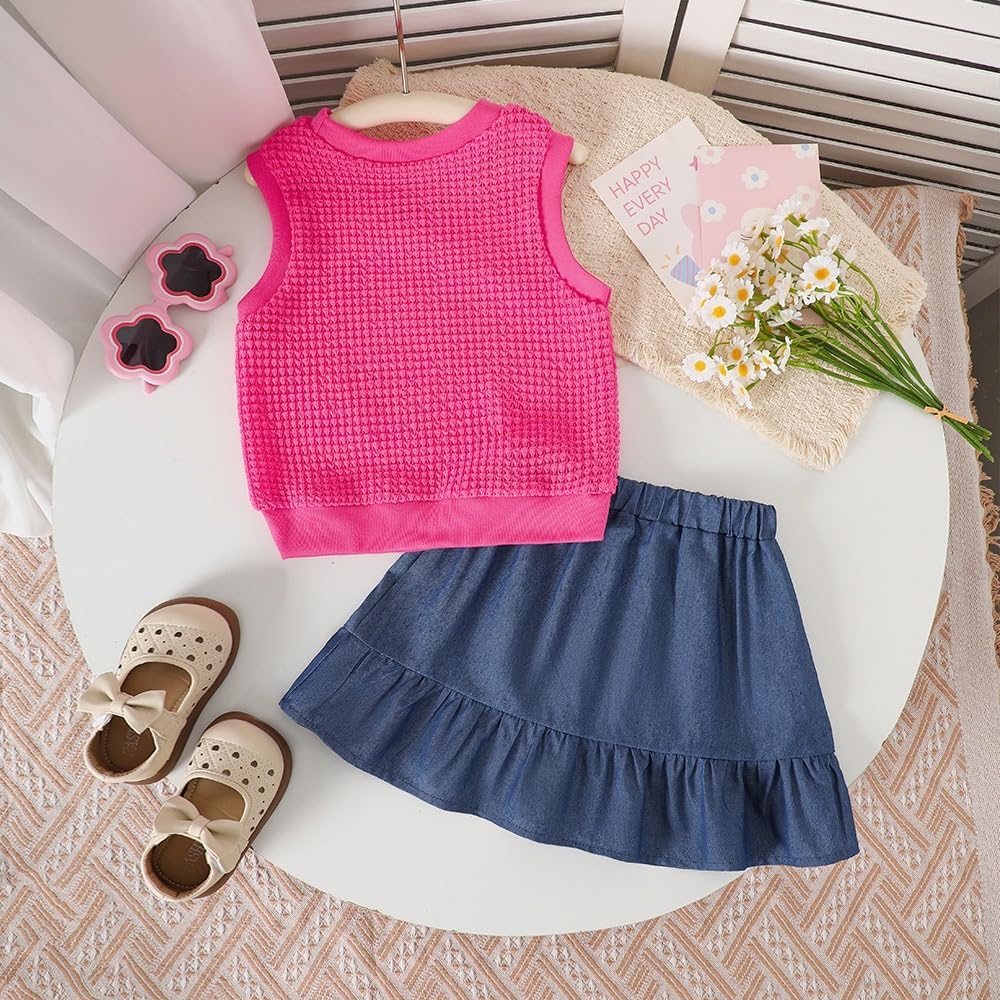 Girls Summer Outfit Set Sleeveless Top and Shorts 2 Piece Clothing Cute Casual Soft Lightweight