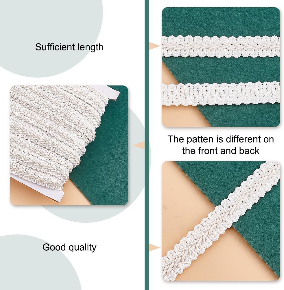 PH PandaHall White Gimp Braid Trim 27 Yards 1/2 Inch Polyester Woven Braid Trim Upholstery Trim Decorative Gimp Trim for DIY Crafts Sewing Curtain Jewelry Costume Wedding Decoration
