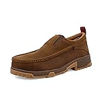 Twisted X Men's Work Slip-On Driving Moc, Moc Toe Composite Toe with CellStretch, Distressed Saddle, 12 M
