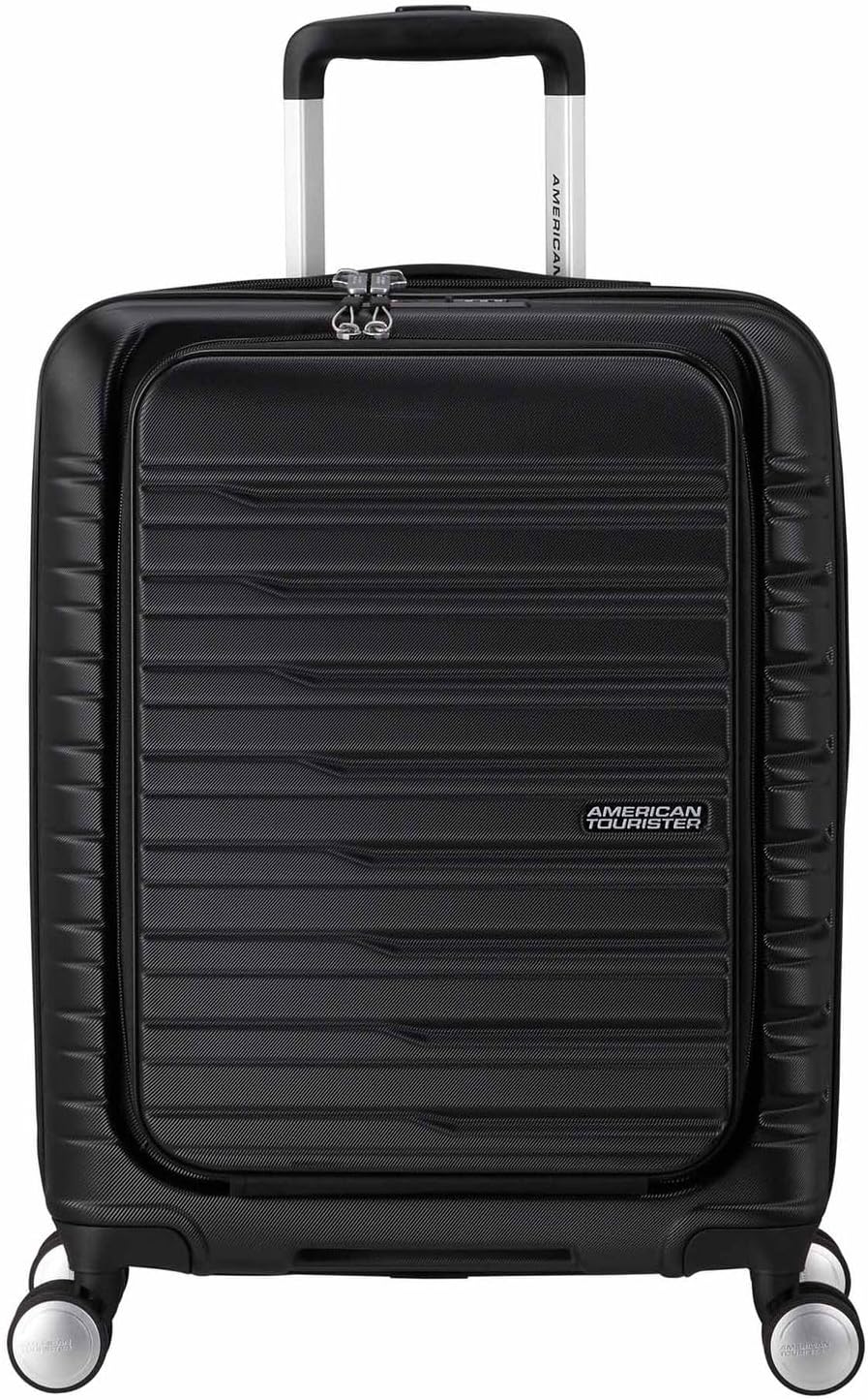 Flashline - Spinner S, Hand Luggage with Front Loading, 55 cm, 34 L, Black (Shadow Black)