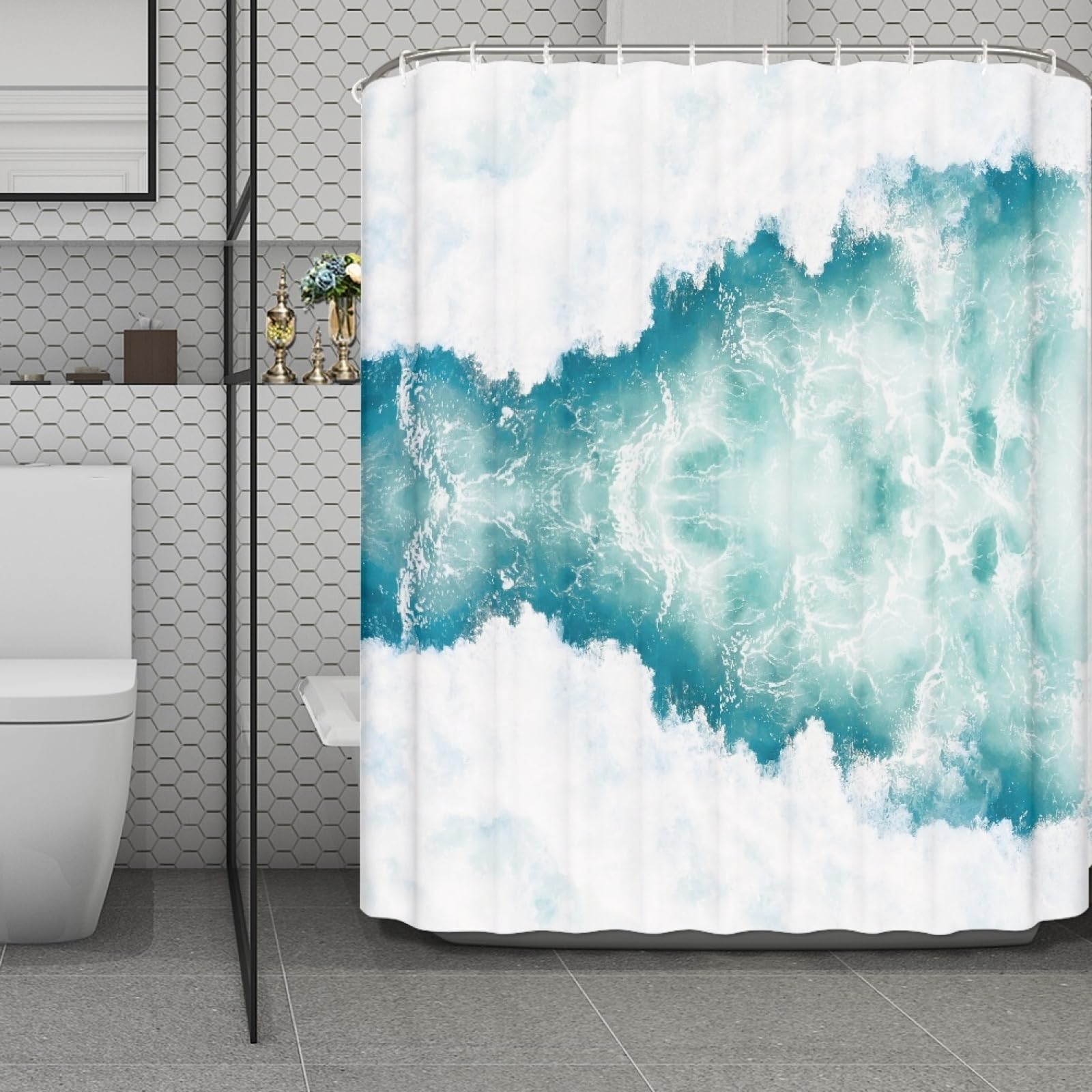 Rideau de douche anti-moisissure lavable en machine pour salle de bain