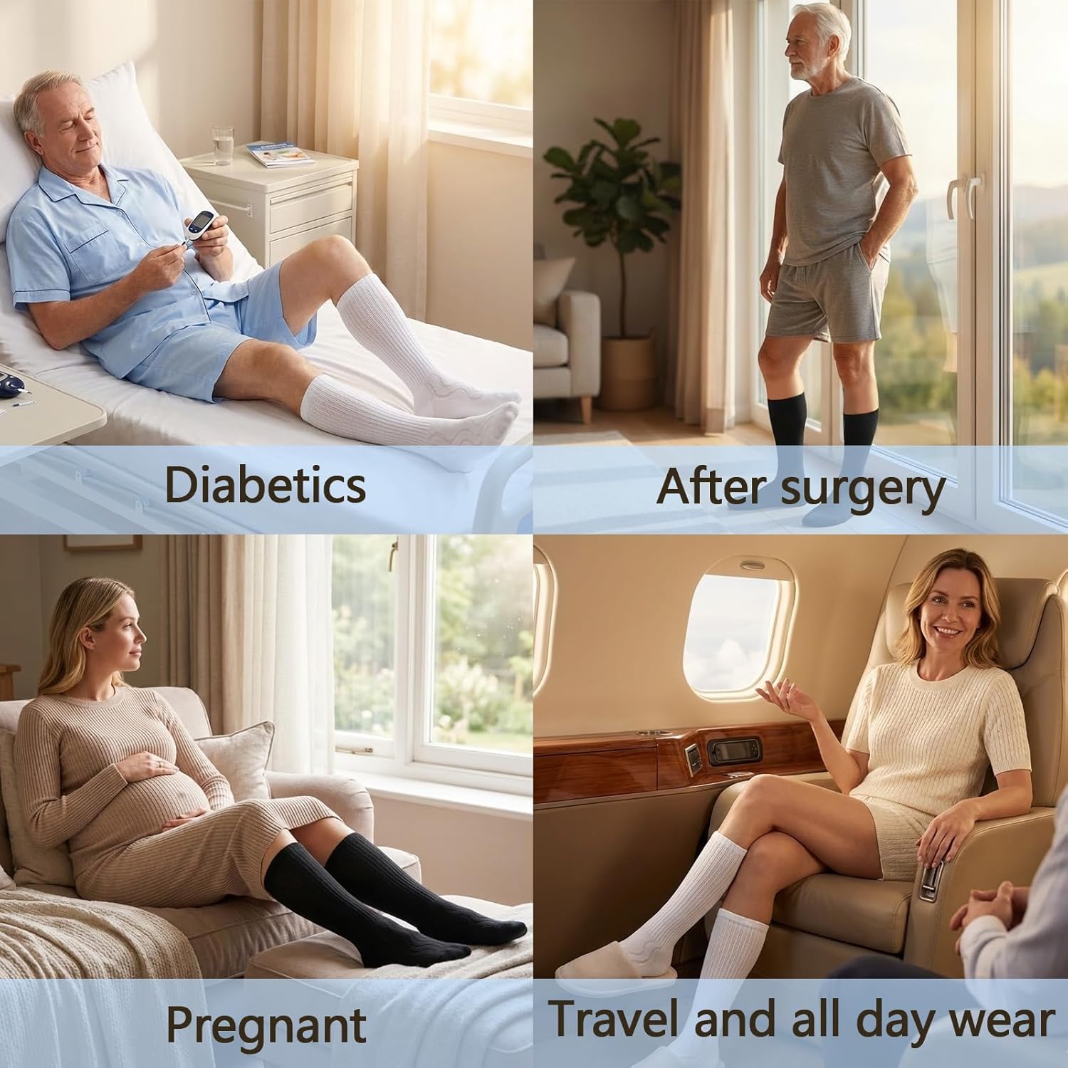 +MD Bamboo Viscose Diabetic Socks for Men & Women 4 & 6 Pairs Crew Non-Binding Moisture Wicking Socks With Seamless Toe - Image 5