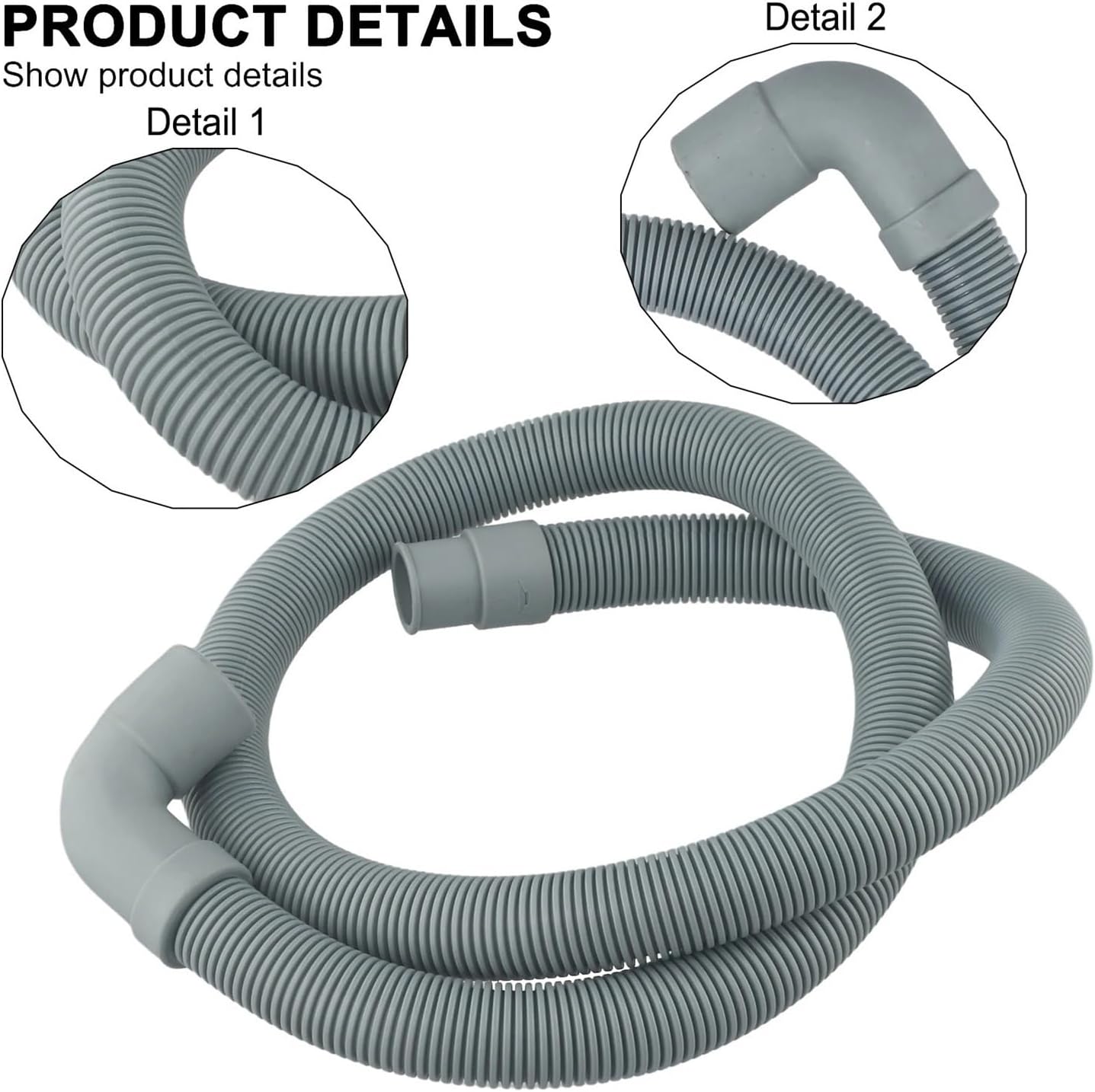 11 52M Flexible Drain Hose Extension Pipe For Washing Machine And Dishwasher Outlet Pipes Elbow 22 23MM(1m)