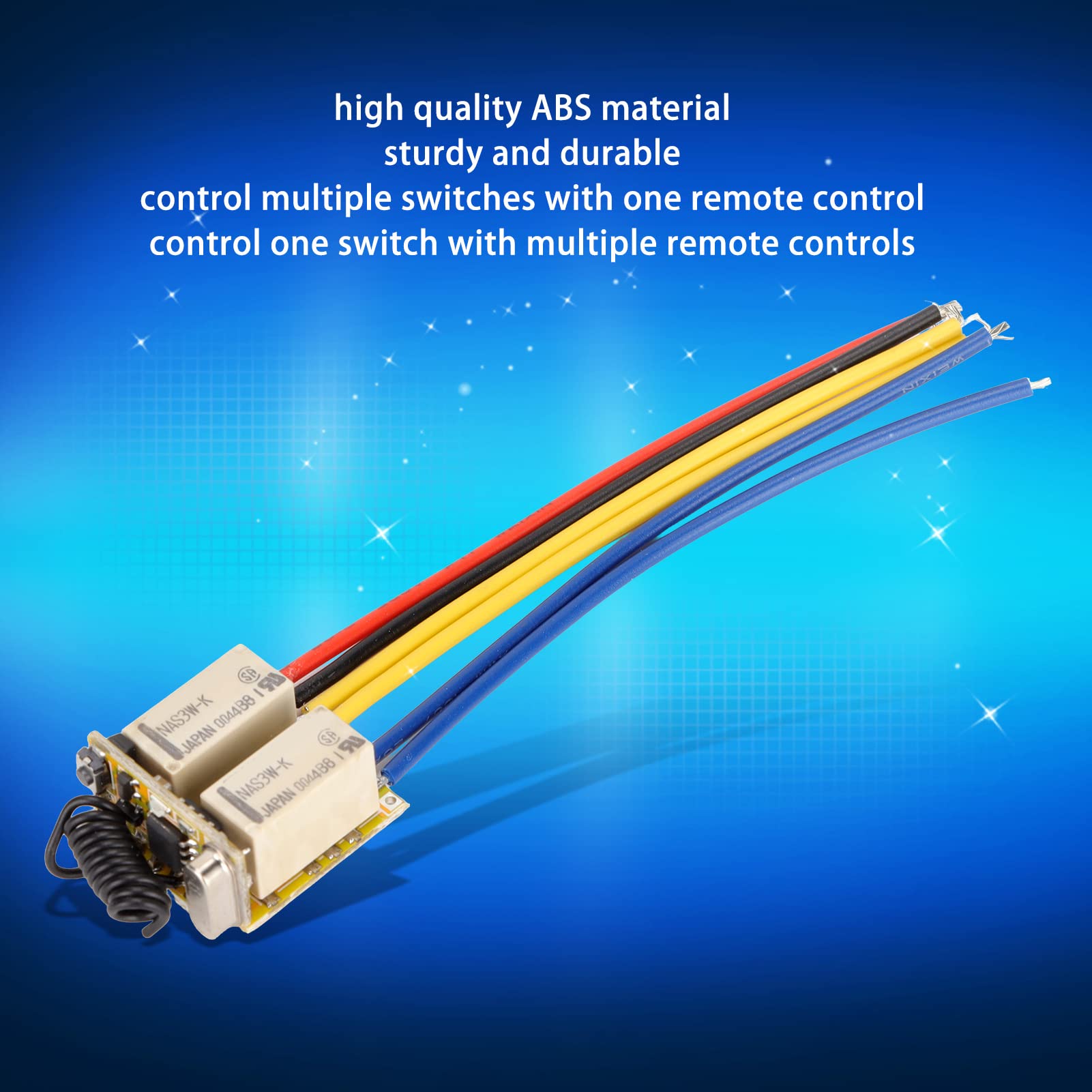 Interruttore Telecomando a Relè DC3.7-2V, Interruttore Wireless Universale a 433Mhz a 2CH, con Pulsante di Apprendimento per Il Sistema di Moduli a Scatto