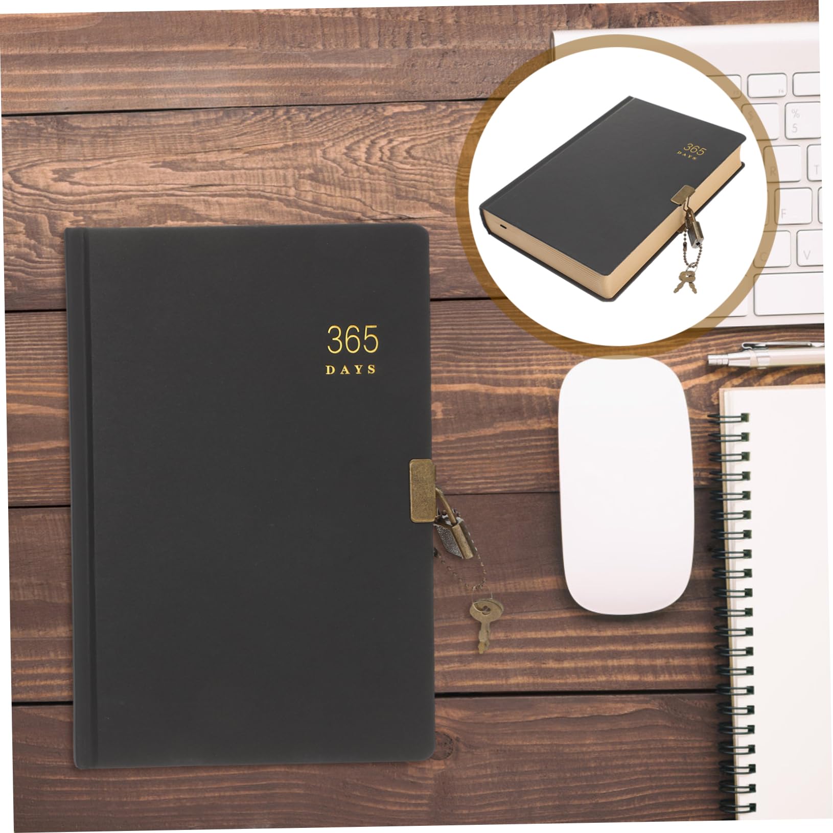 Lurrose Quaderno Diario Giorni con Lucchetto Agenda Personale Organizer Cancelleria Portatile per Casa Ufficio Scuola Stili multipli