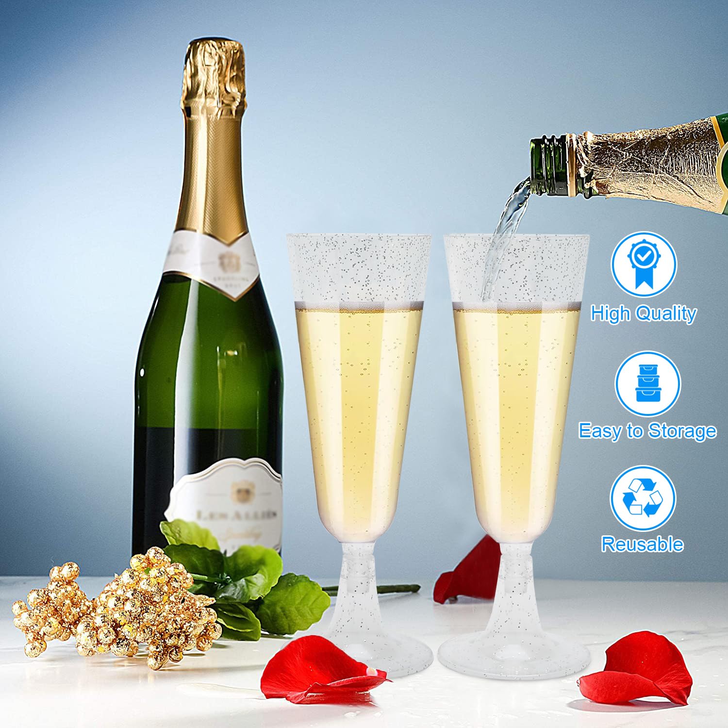 Plastic champagne glazen transparant