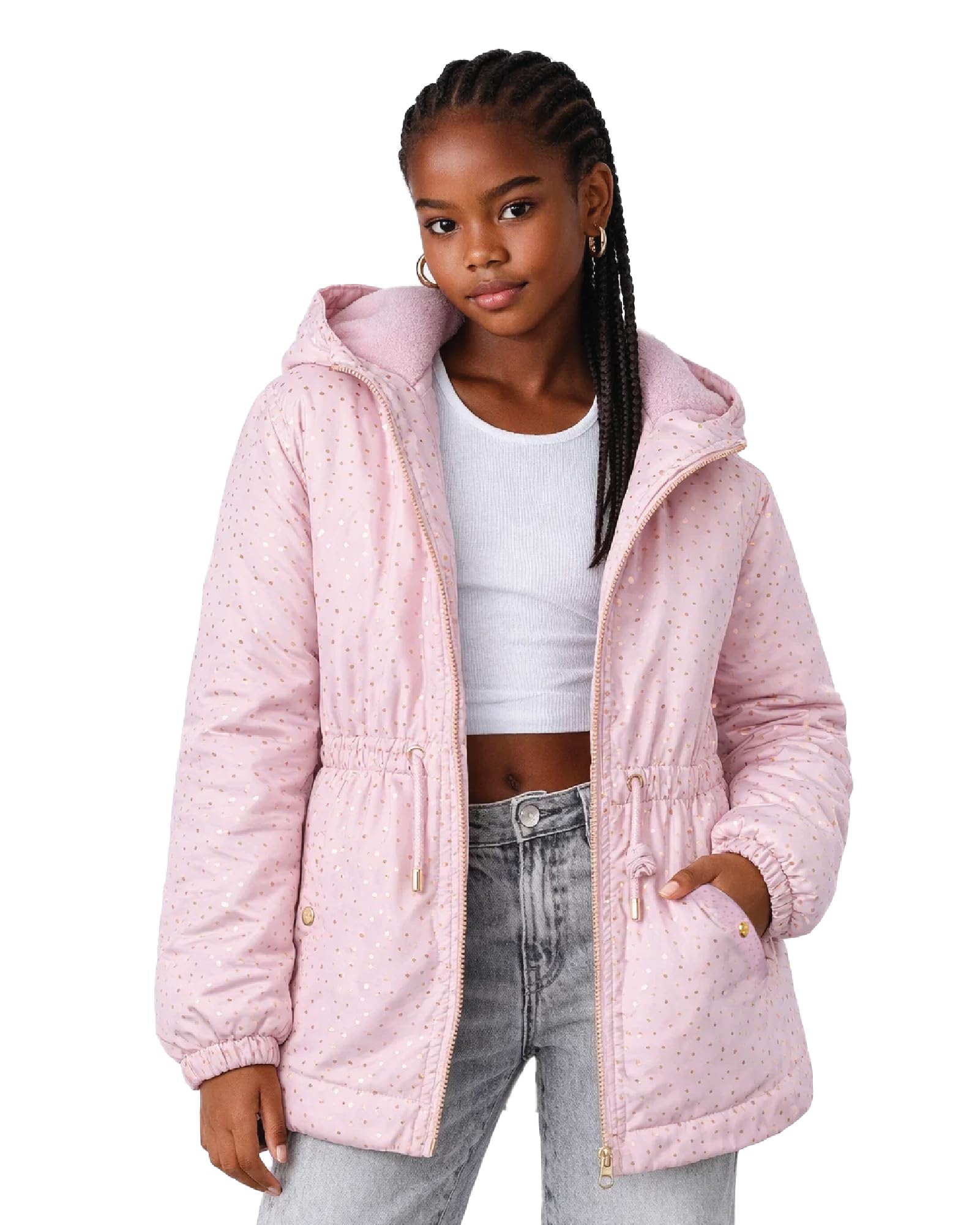 Steve Madden Girls Anorak Jacket - Wind and Water Resistant Soft Polar Fleece Lined Midweight Jacket For Girls