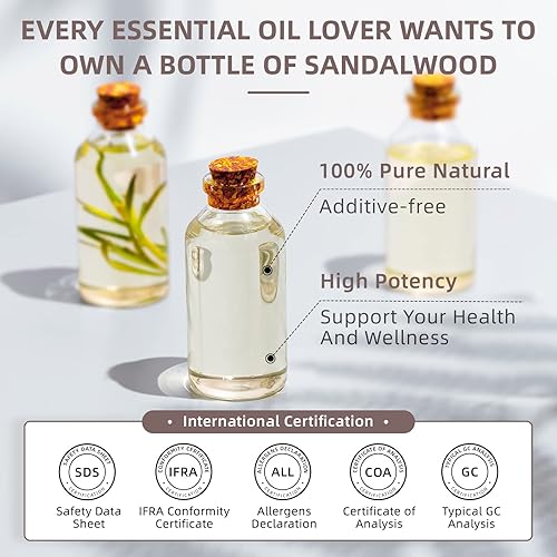 Miniatura 4 de HIQILI Aceites esenciales de sándalo, aroma de larga duración para perfumes, difusores, fabricación de jabón y velas, 16 onzas líquidas