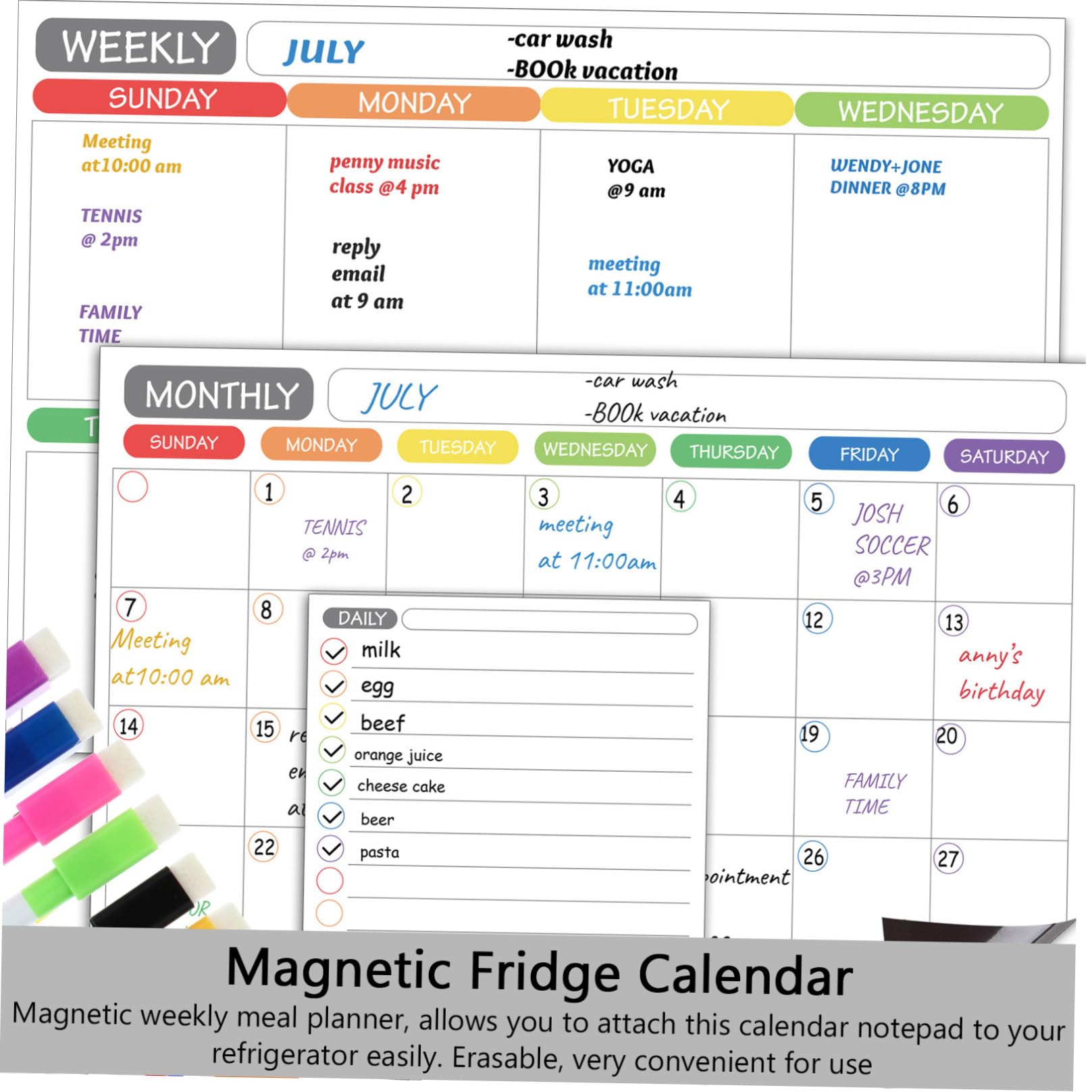 Operitacx 12piezas Calendario Magnético para Nevera Unidades Pizarra Notas Semanales Planificador Semanal Magnetico Calendario Borrable Uso Diario Cocina